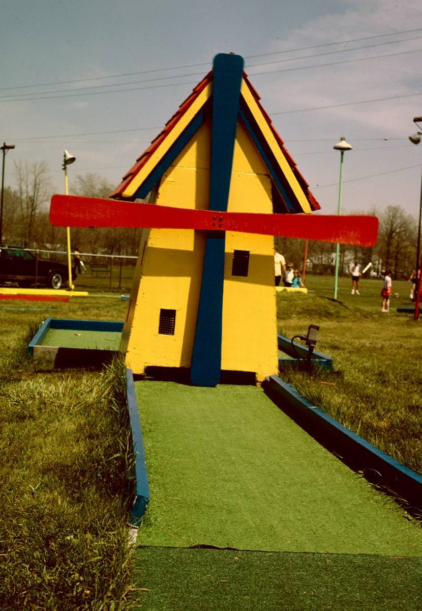 Historic Photo : 1986 Windmill hole, Vinson's miniature golf, Taylor, Michigan | Margolies | Roadside America Collection | Vintage Wall Art :