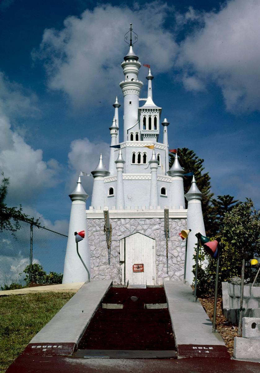 Historic Photo : 1985 Castle hole, Castle Park Golf, I-95, Fort Lauderdale, Florida | Margolies | Roadside America Collection | Vintage Wall Art :