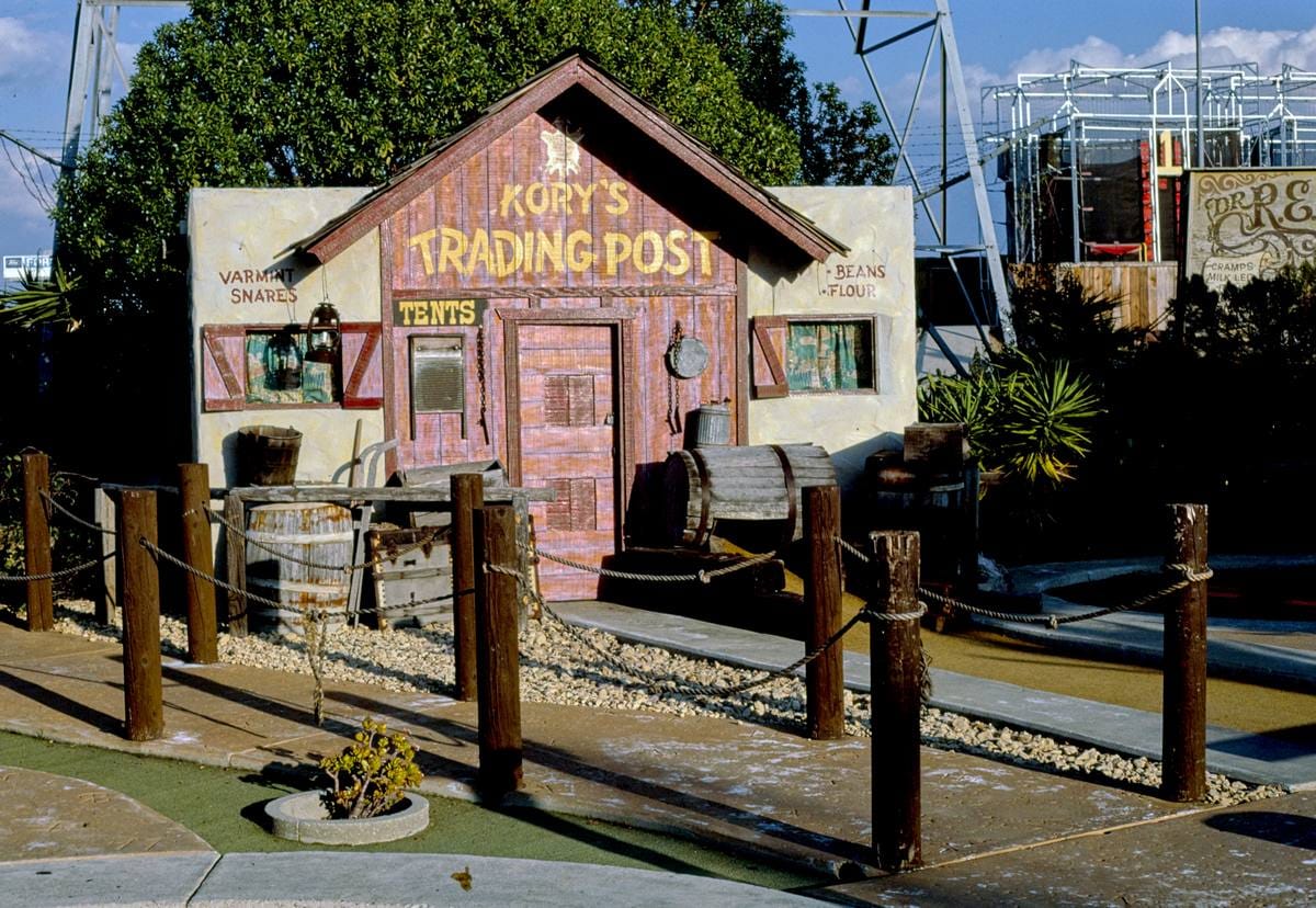 Historic Photo : 1985 Trading post, Storybook Land Golf, Clairmont Mesa Boulevard, San Diego, California | Margolies | Roadside America Collection | Vintage Wall Art :