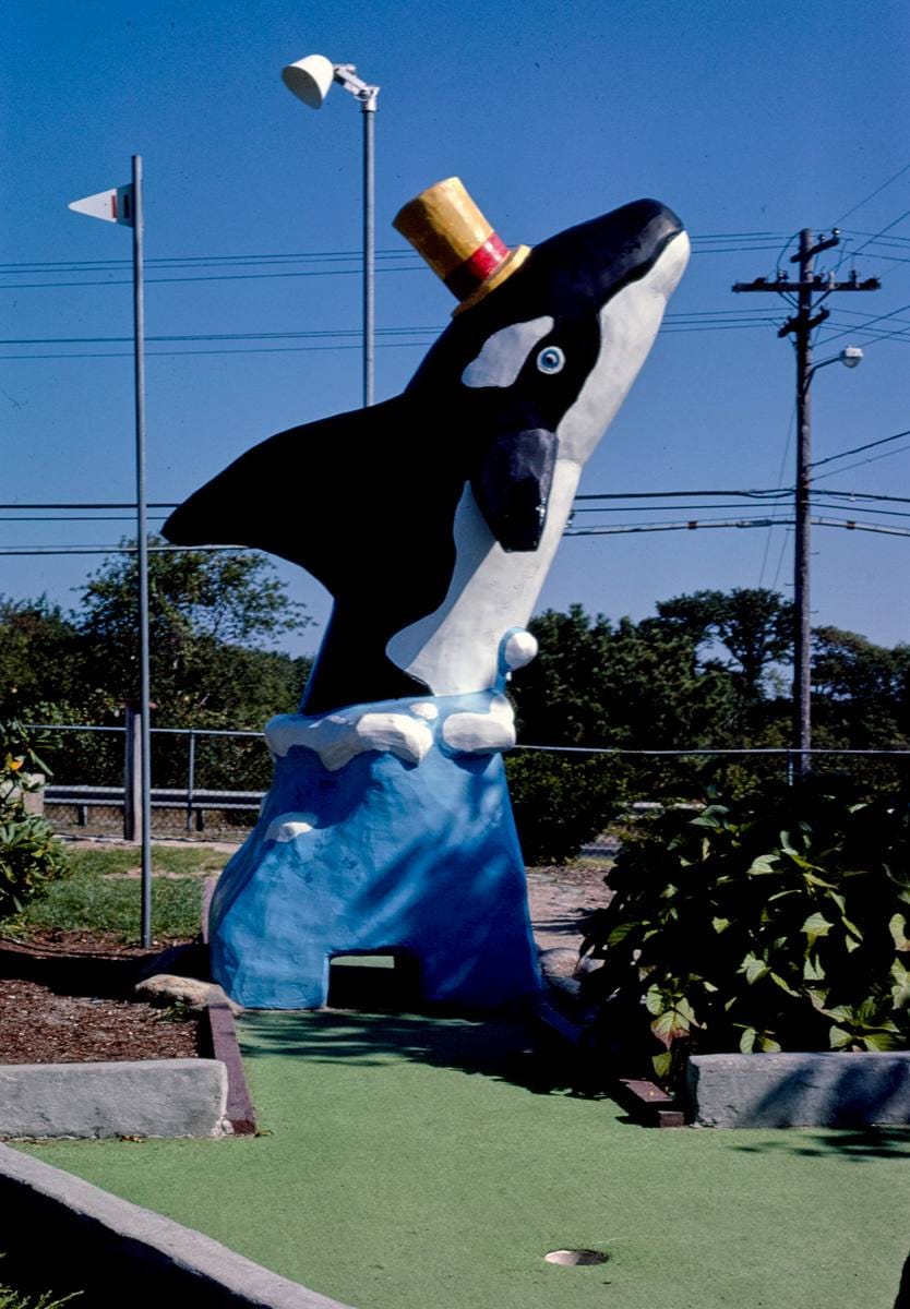 Historic Photo : 1984 Killer whale, Putter's Paradise mini golf, Route 28, Yarmouth, Massachusetts | Margolies | Roadside America Collection | Vintage Wall Art :