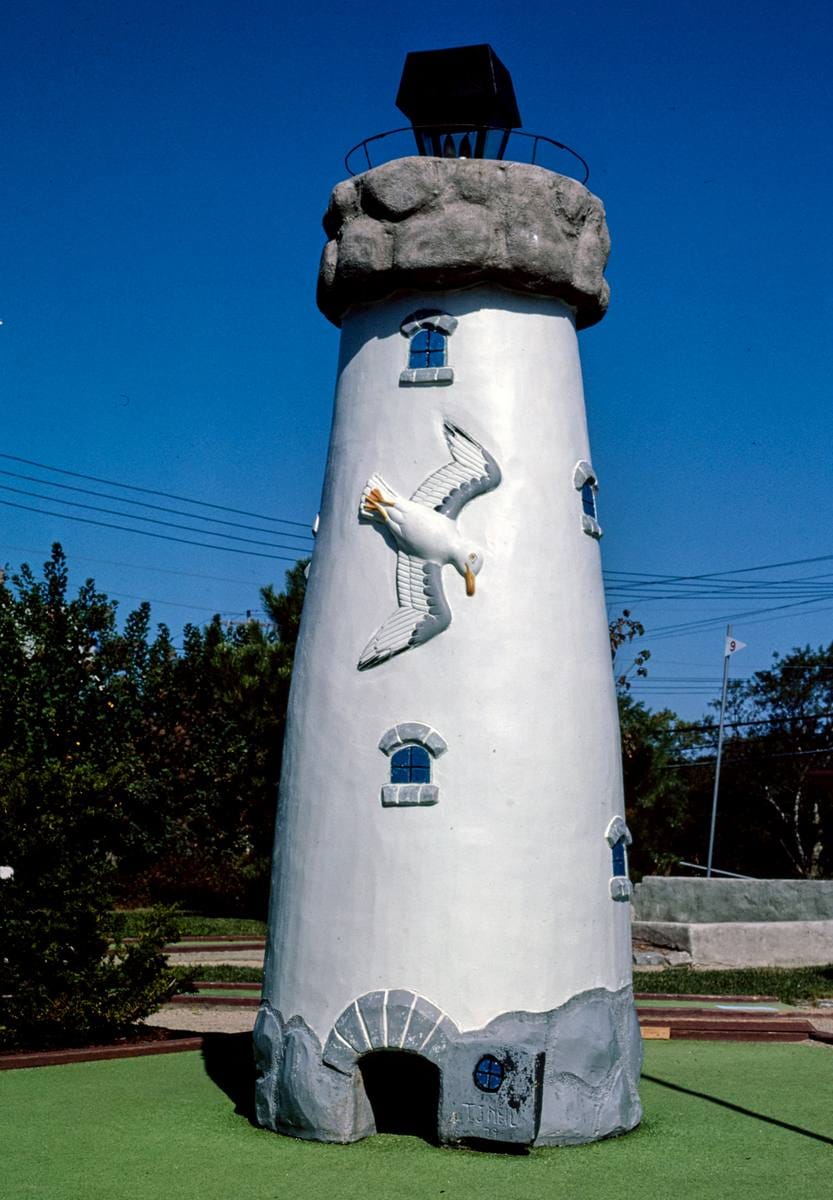 Historic Photo : 1984 Lighthouse, Putter's Paradise mini golf, Route 28, Yarmouth, Massachusetts | Margolies | Roadside America Collection | Vintage Wall Art :