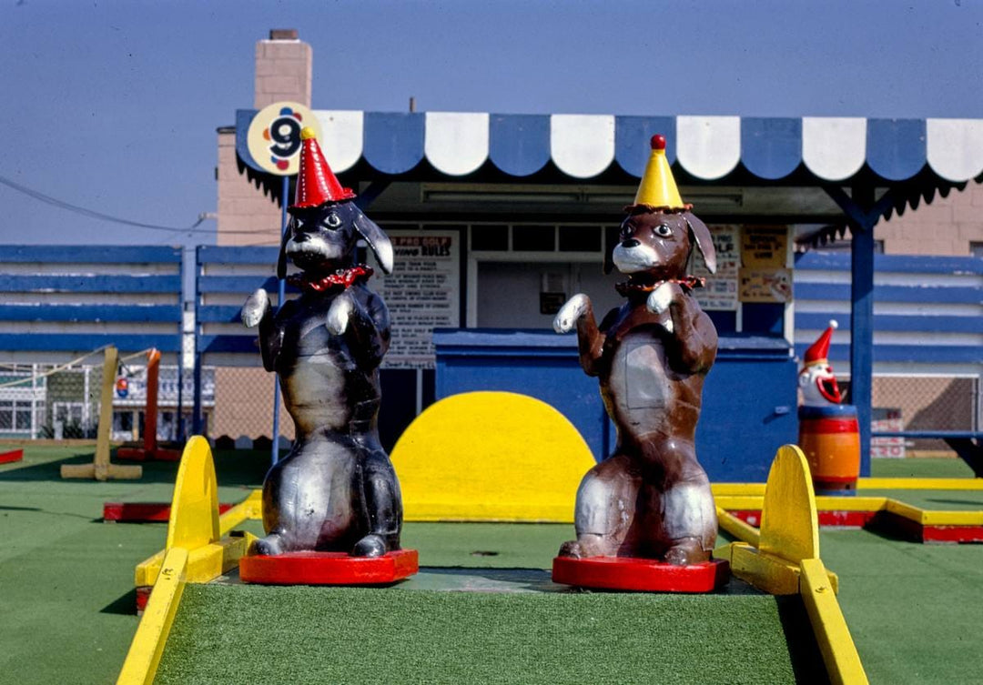 Historic Photo : 1985 Old Pro Golf, circus course. Dogs, Rehoboth Beach, Delaware | Margolies | Roadside America Collection | Vintage Wall Art :