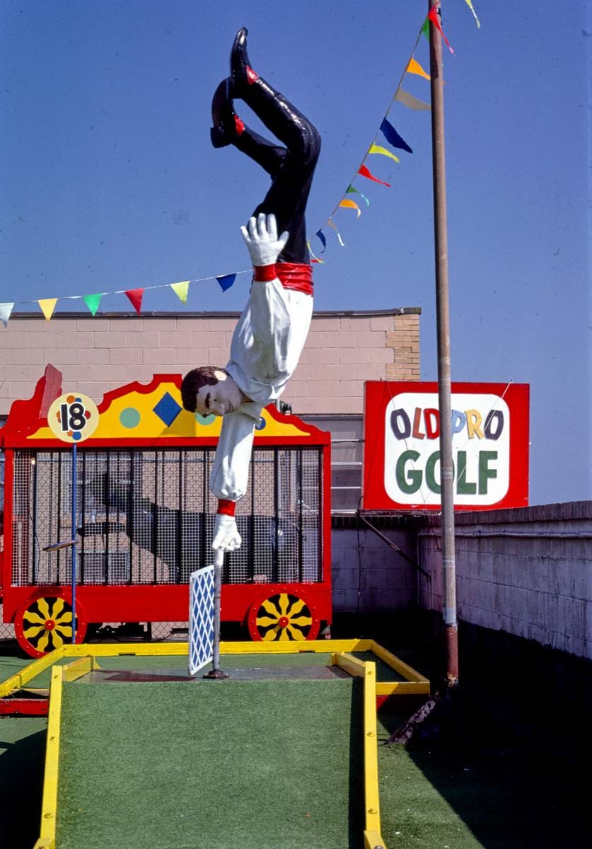 Historic Photo : 1985 Old Pro Golf, circus course. Acrobat, Rehoboth Beach, Delaware | Margolies | Roadside America Collection | Vintage Wall Art :