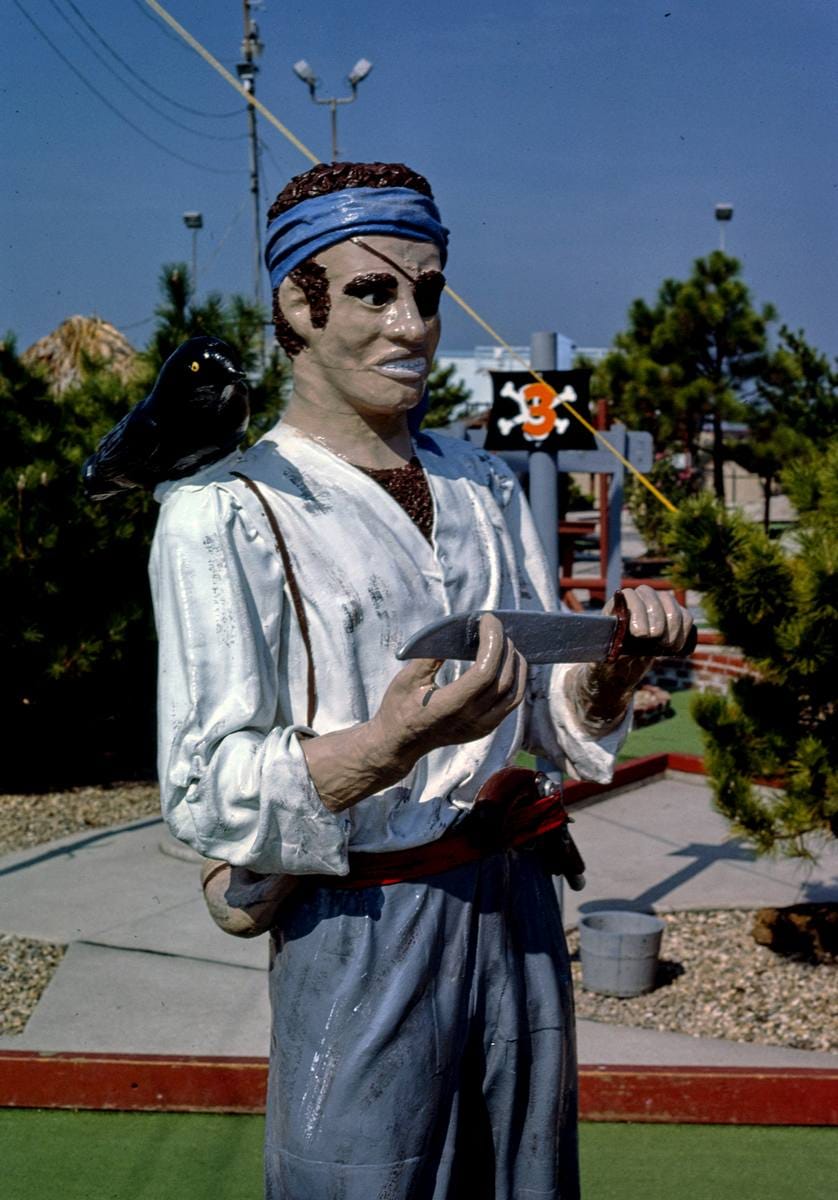 Historic Photo : 1985 Old Pro Golf, pirate course. Pirate close-up. Ocean City, Maryland | Margolies | Roadside America Collection | Vintage Wall Art :