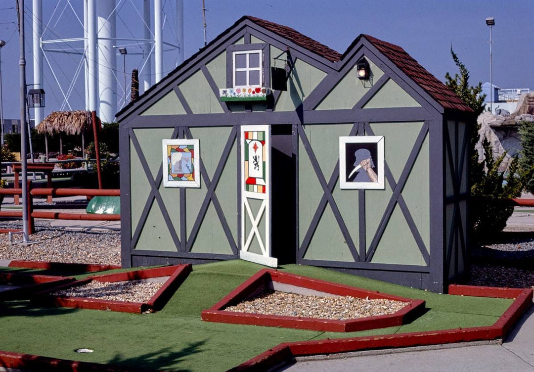 Historic Photo : 1985 Old Pro Golf, Pirate Course. Tudor house, Ocean City, Maryland | Margolies | Roadside America Collection | Vintage Wall Art :