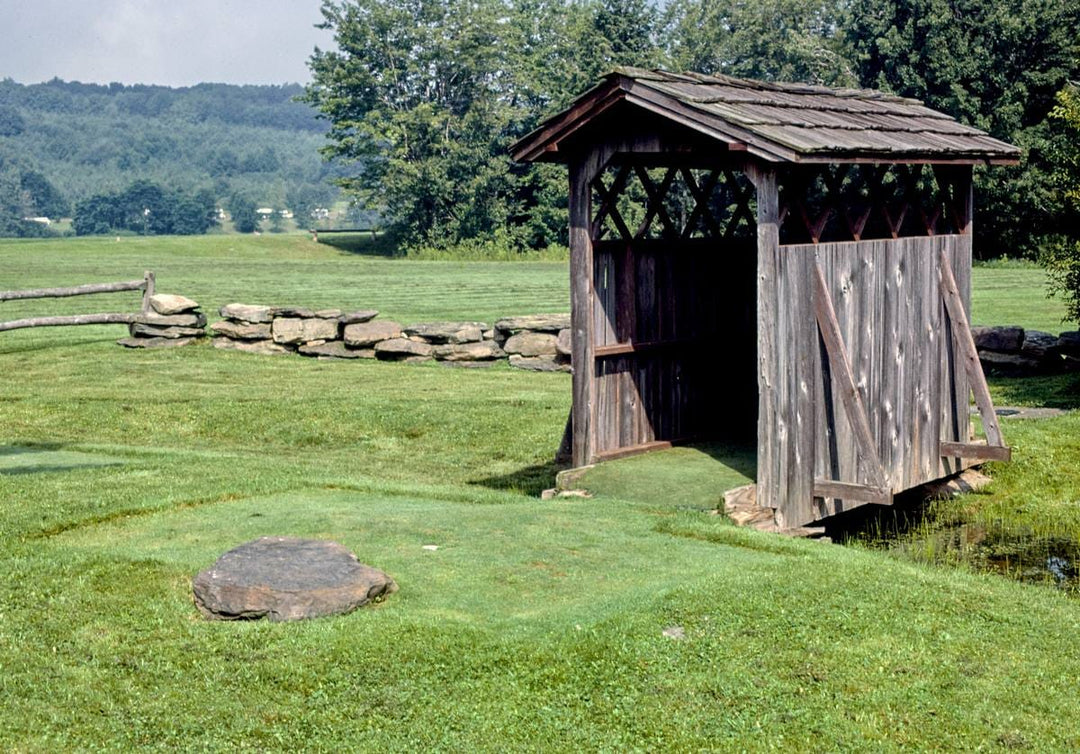 Historic Photo : 1986 Covered bridge 2, Hutsie Putsie, Guestward Ho, Deposit, New York | Margolies | Roadside America Collection | Vintage Wall Art :