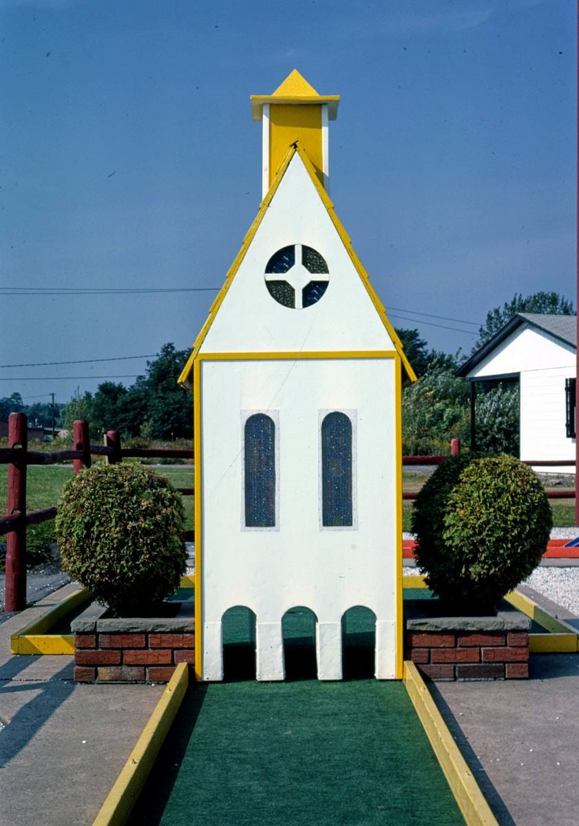 Historic Photo : 1984 Church, Rich's miniature golf, Wyoming, Pennsylvania | Margolies | Roadside America Collection | Vintage Wall Art :