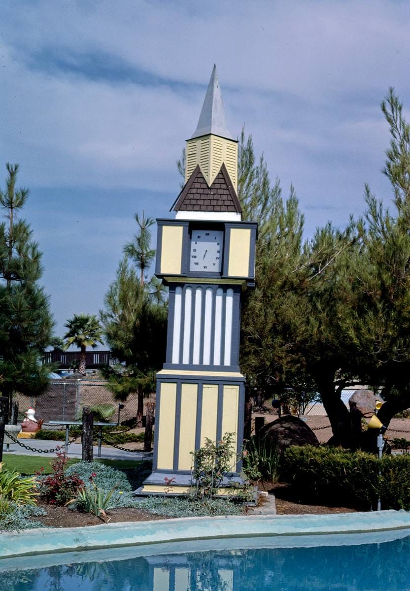 Historic Photo : 1987 Big Ben, Blackbeard's mini golf, Fresno, California | Margolies | Roadside America Collection | Vintage Wall Art :