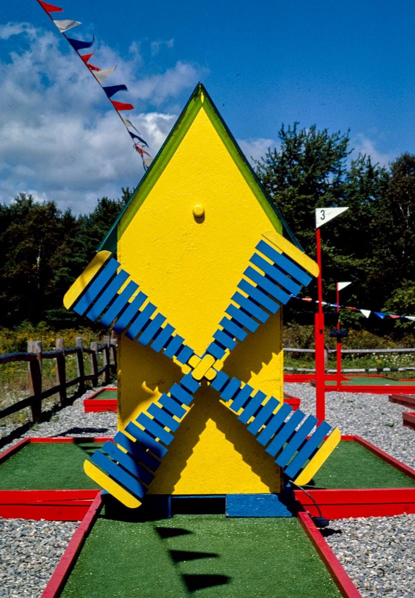 Historic Photo : 1984 Windmill, Hole in One mini golf, Route 1, Waldoboro, Maine | Margolies | Roadside America Collection | Vintage Wall Art :