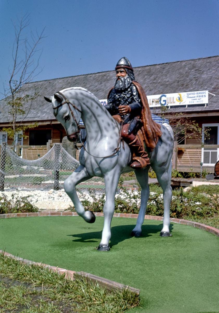 Historic Photo : 1985 Mounted Viking, Viking Golf, Fenwick Island, Delaware | Margolies | Roadside America Collection | Vintage Wall Art :