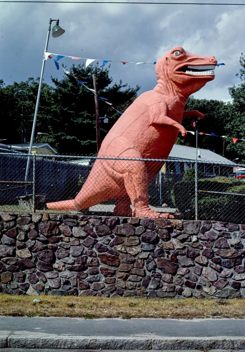 Historic Photo : 1984 Roadside dinosaur, Route 1 mini golf, Saugus, Massachusetts | Margolies | Roadside America Collection | Vintage Wall Art :