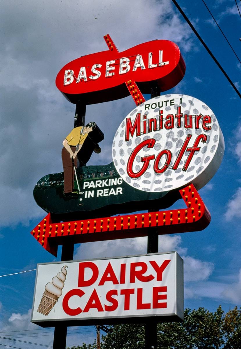 Historic Photo : 1984 Golf sign, Route 1 mini golf, Saugus, Massachusetts | Margolies | Roadside America Collection | Vintage Wall Art :