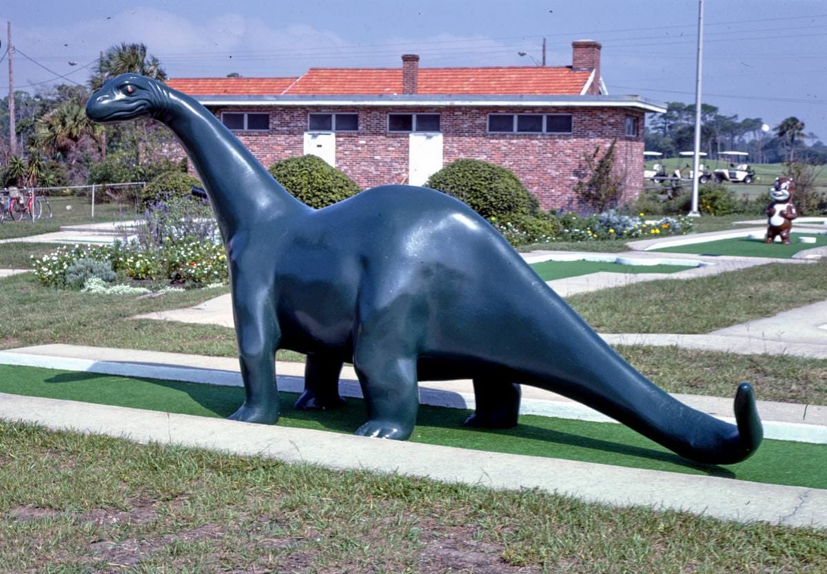 Historic Photo : 1985 Dinosaur golf, Jekyll Island mini golf, Jekyll Island, Georgia | Margolies | Roadside America Collection | Vintage Wall Art :