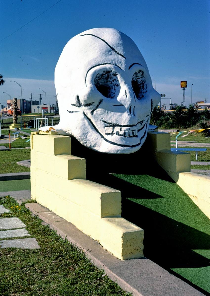 Historic Photo : 1986 Skull, Stewart Beach mini golf, Galveston, Texas | Margolies | Roadside America Collection | Vintage Wall Art :