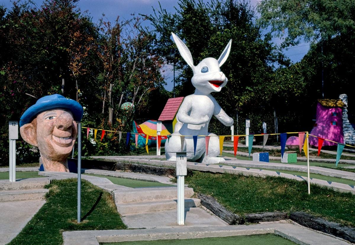 Historic Photo : 1983 Overall view 2, Peter Pan mini golf, Barton Springs Road, Austin, Texas | Margolies | Roadside America Collection | Vintage Wall Art :