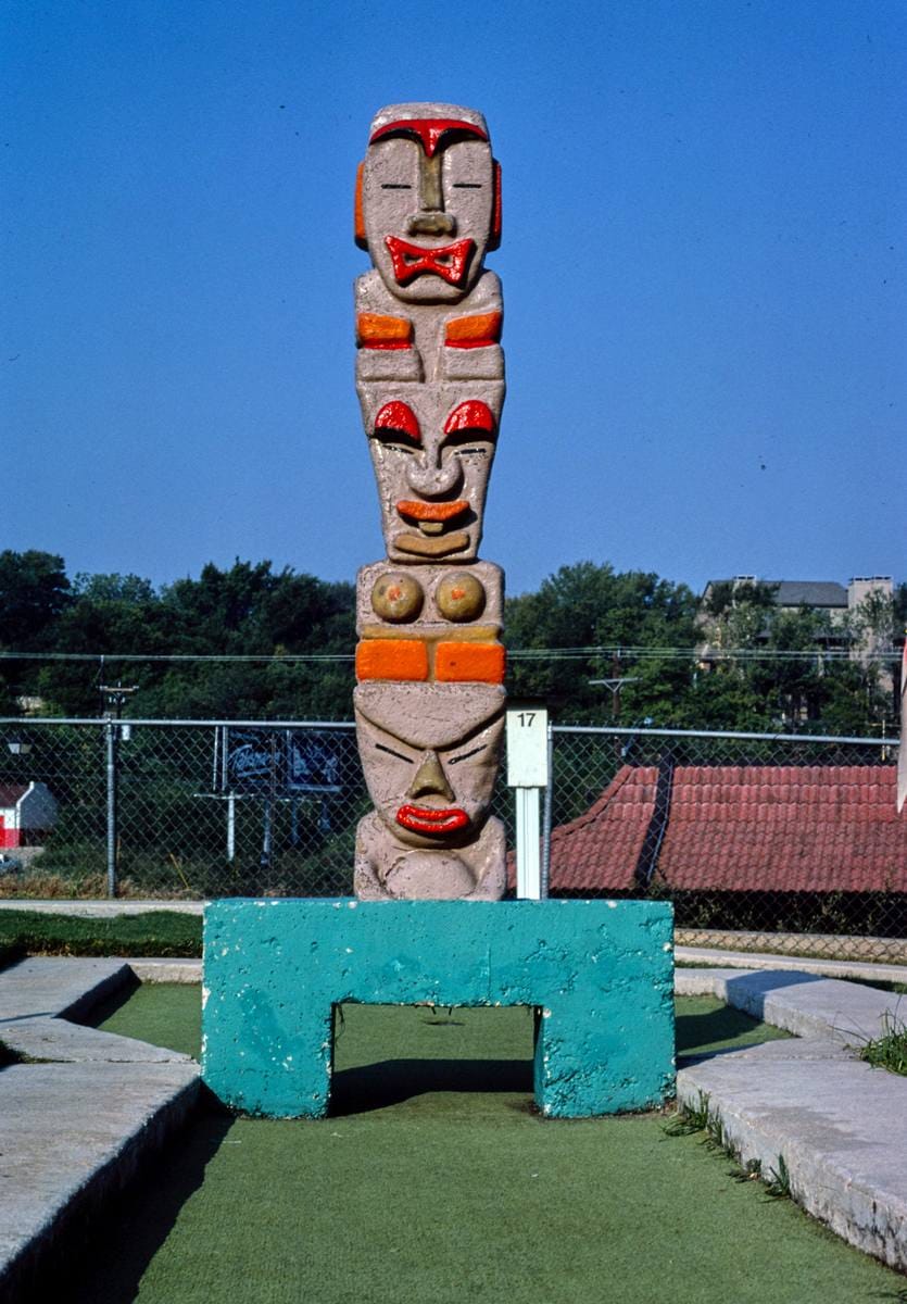 Historic Photo : 1983 Totem, Peter Pan mini golf, Barton Springs Road, Austin, Texas | Margolies | Roadside America Collection | Vintage Wall Art :