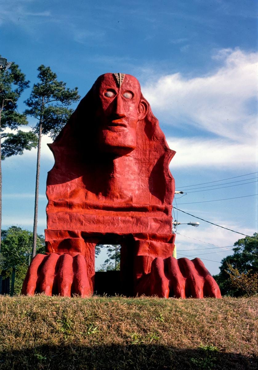 Historic Photo : 1979 Red sphinx view 1, Wacky Golf, Myrtle Beach, South Carolina | Margolies | Roadside America Collection | Vintage Wall Art :