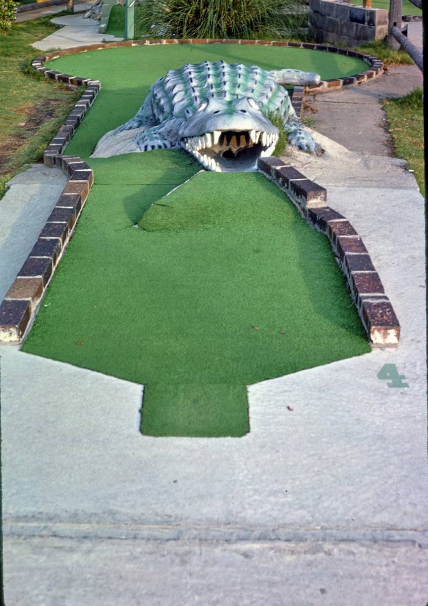 Historic Photo : 1979 Crocodile mouth, Wacky Golf, Myrtle Beach, South Carolina | Margolies | Roadside America Collection | Vintage Wall Art :