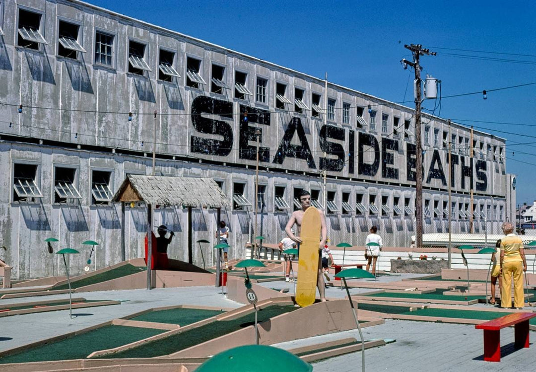 Historic Photo : 1977 Boardwalk overall, Seaside Baths, mini golf, Ocean City, New Jersey | Margolies | Roadside America Collection | Vintage Wall Art :