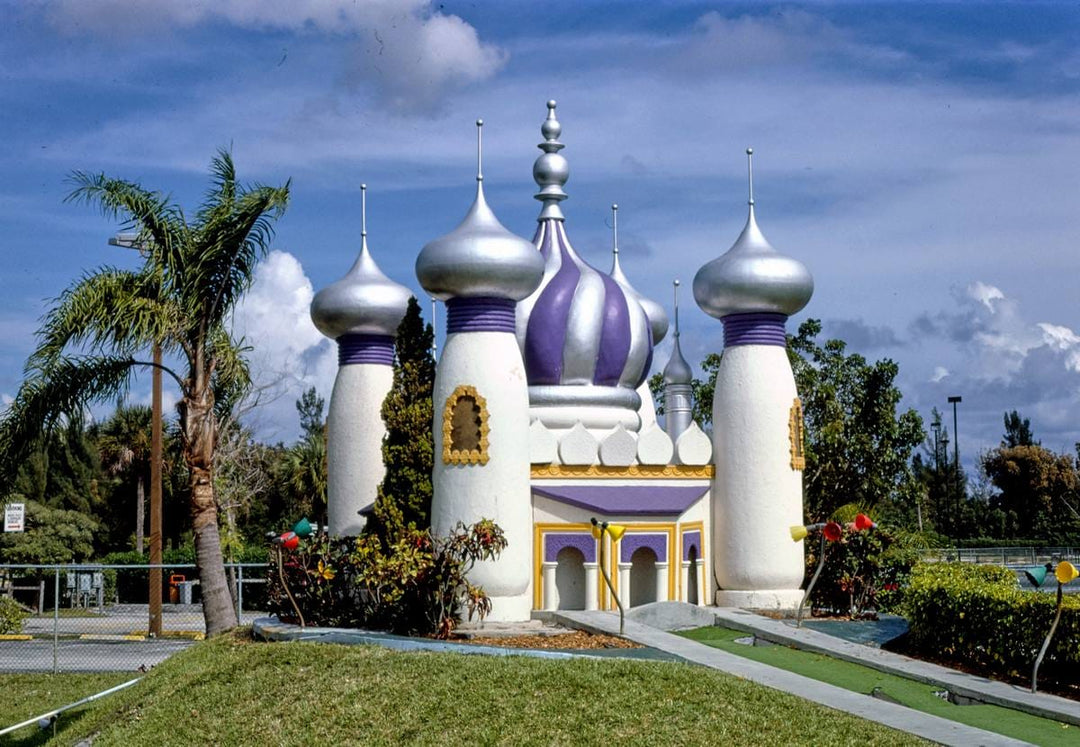 Historic Photo : 1985 Russian castle, Castle Park Golf, I-95, Fort Lauderdale, Florida | Margolies | Roadside America Collection | Vintage Wall Art :