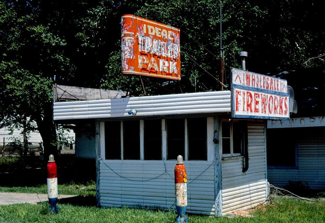 Historic Photo : 1982 Fireworks stand, Route 66, Clinton, Oklahoma | Margolies | Roadside America Collection | Vintage Wall Art :