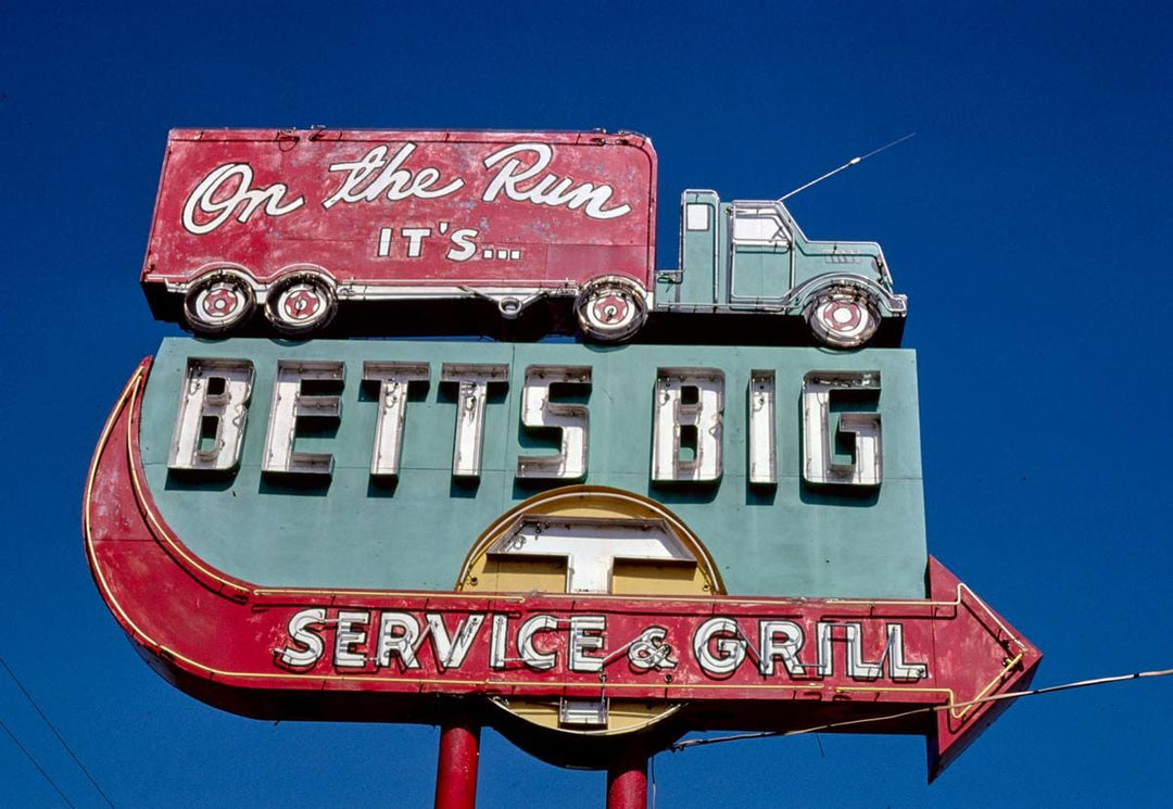 Historic Photo : 1980 Betts Truckstop sign, Route 19, Chiefland, Florida | Margolies | Roadside America Collection | Vintage Wall Art :