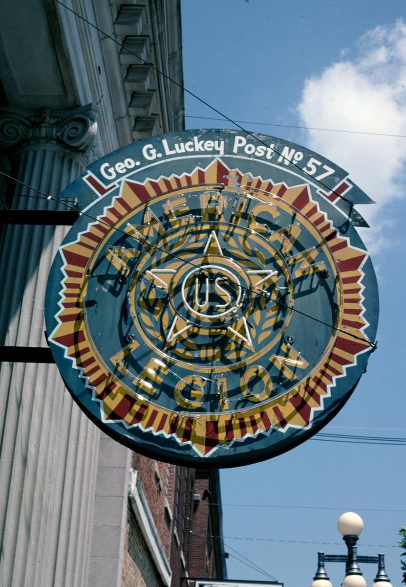 Historic Photo : 2003 American Legion neon sign, Vinton, Iowa | Margolies | Roadside America Collection | Vintage Wall Art :