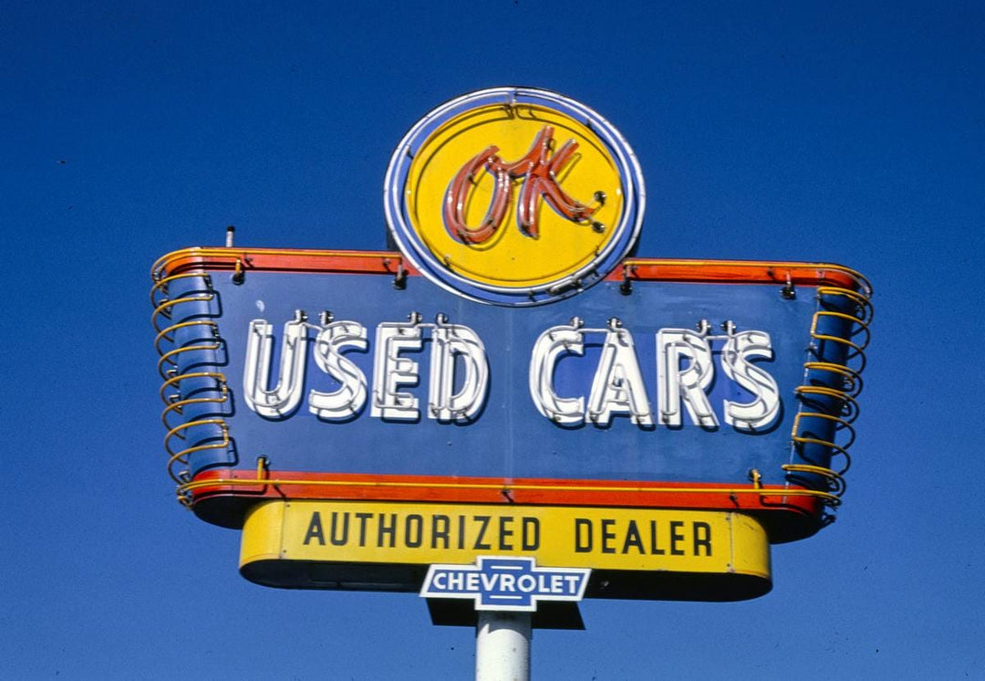 Historic Photo : 1991 OK Used Car sign, Arcata, California | Margolies | Roadside America Collection | Vintage Wall Art :