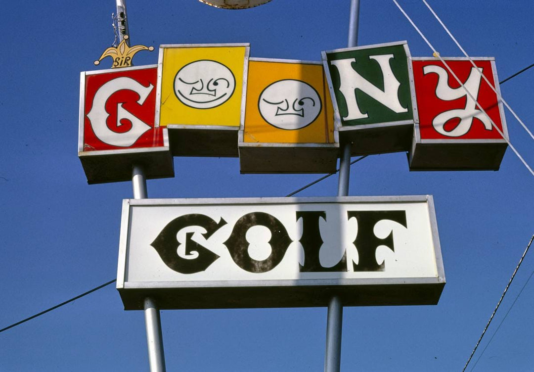 Historic Photo : 1986 Sir Goony mini golf, sign, Chattanooga, Tennessee | Margolies | Roadside America Collection | Vintage Wall Art :