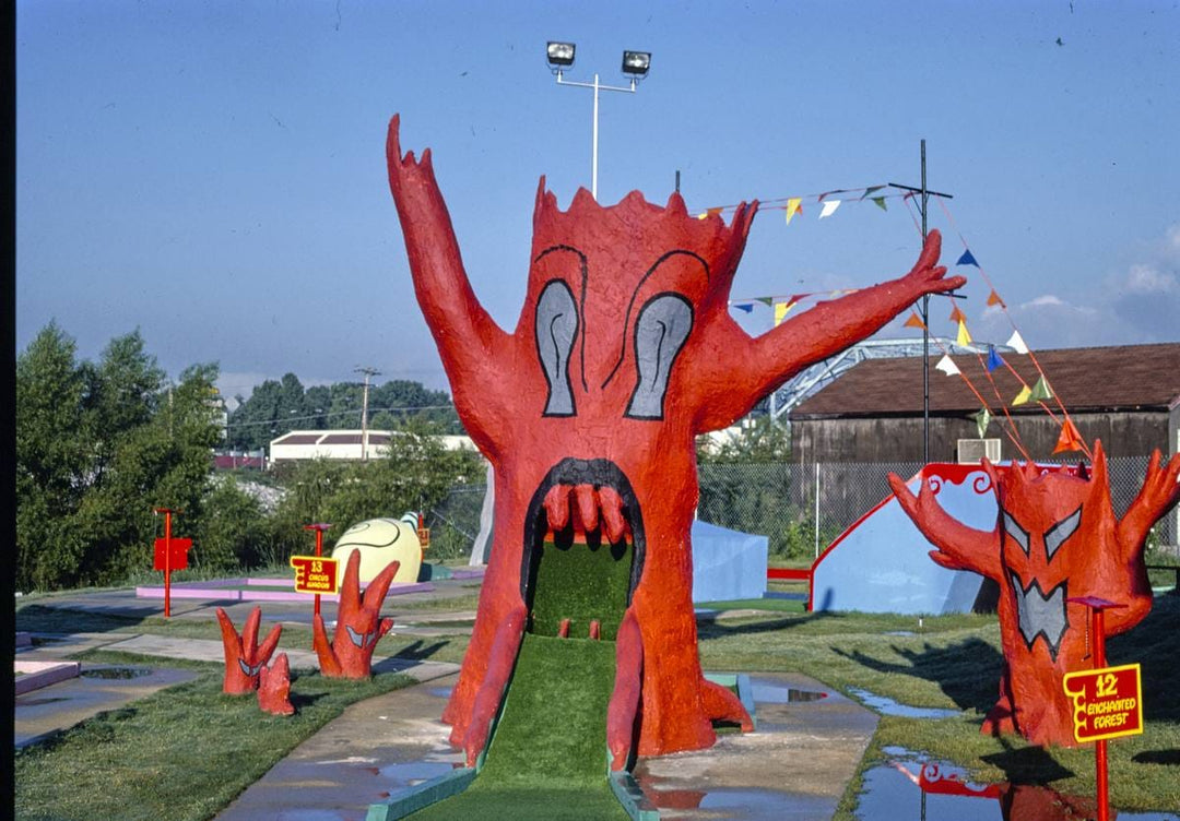 Historic Photo : 1986 Sir Goony mini golf, six, enchanted forest overview, Chattanooga, Tennessee | Margolies | Roadside America Collection | Vintage Wall Art :