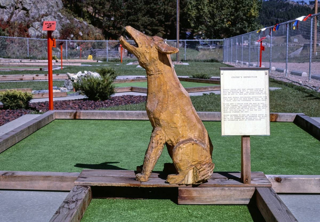 Historic Photo : 1987 Golden West mini golf, coyote, straight on, Hill City, South Dakota | Margolies | Roadside America Collection | Vintage Wall Art :