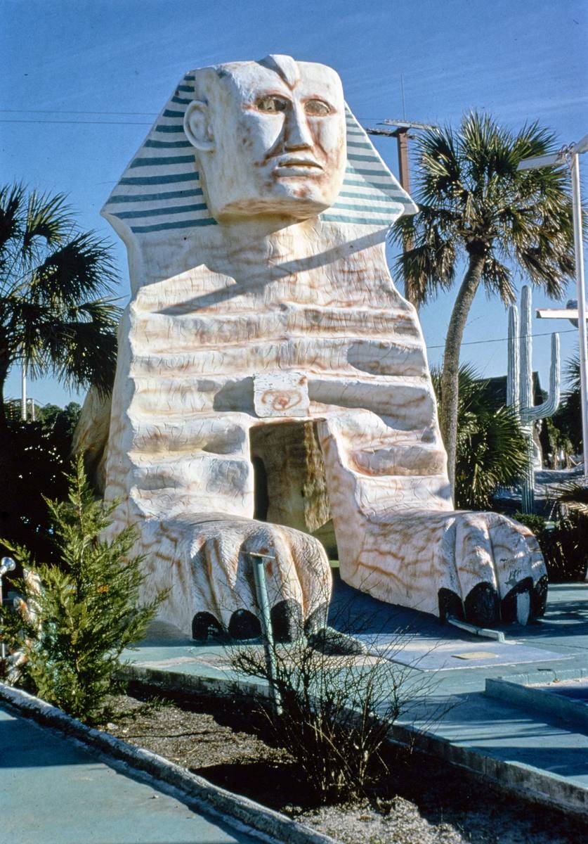 Historic Photo : 1979 Goofy Golf, sphinx, Route 98A, Panama City Beach, Florida | Margolies | Roadside America Collection | Vintage Wall Art :