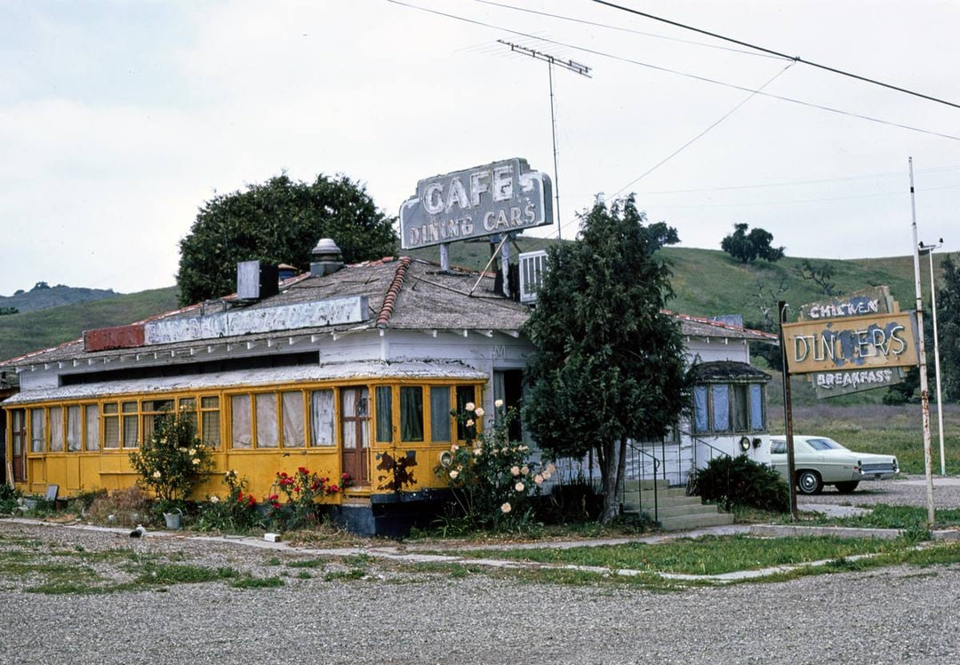 Historic Photo : 1976 Dining Cars Cafe, Buellton, California | Margolies | Roadside America Collection | Vintage Wall Art :