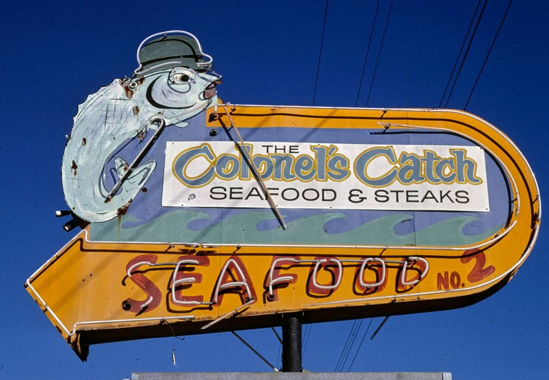 Historic Photo : 1982 Colonel's Catch sign, High Point, North Carolina | Margolies | Roadside America Collection | Vintage Wall Art :