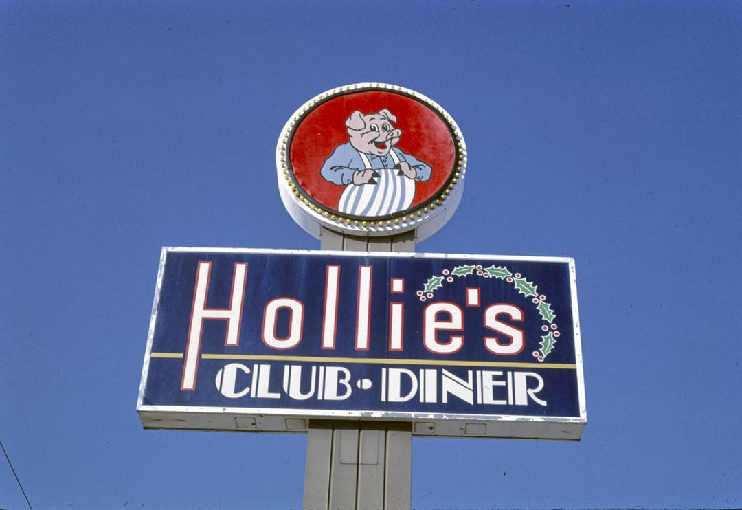 Historic Photo : 1993 Hollie's Club Diner sign, Oklahoma City, Oklahoma | Margolies | Roadside America Collection | Vintage Wall Art :