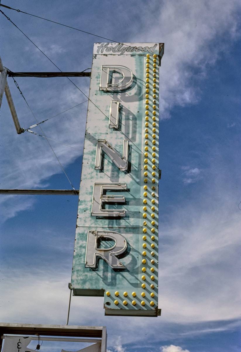 Historic Photo : 1987 Hollywood Diner sign, Grants, New Mexico | Margolies | Roadside America Collection | Vintage Wall Art :