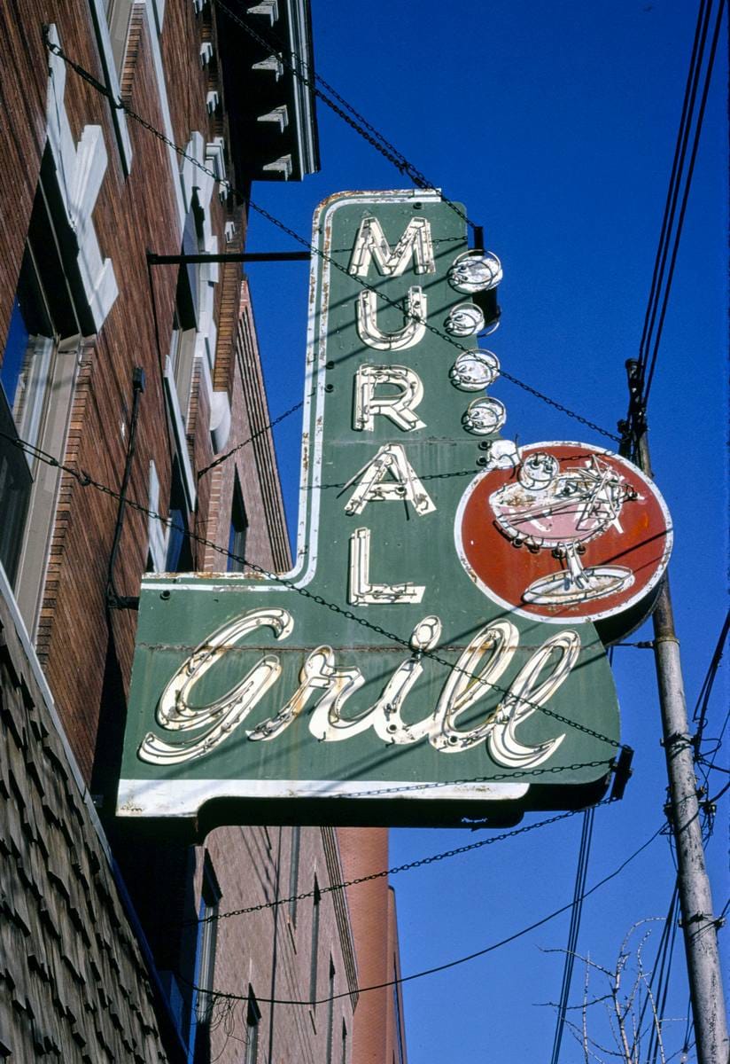 Historic Photo : 1989 Mural Grill sign, Pittsburgh, Pennsylvania | Margolies | Roadside America Collection | Vintage Wall Art :