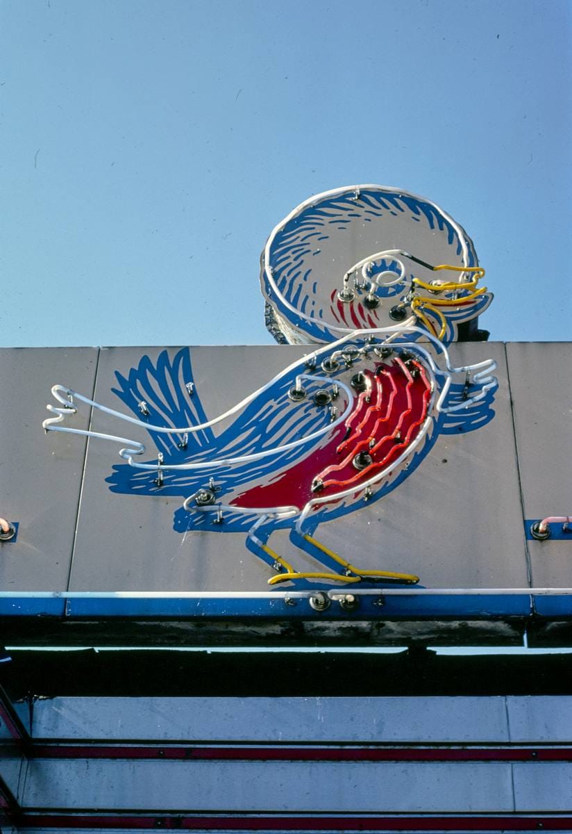 Historic Photo : 1988 Red Robin Diner sign, Johnson City, New York | Margolies | Roadside America Collection | Vintage Wall Art :