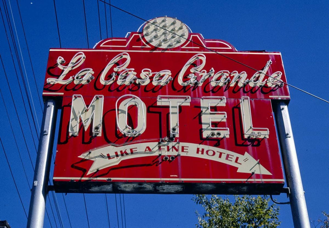 Historic Photo : 1988 La Casa Grande Motel sign, Marlborough, Missouri | Margolies | Roadside America Collection | Vintage Wall Art :