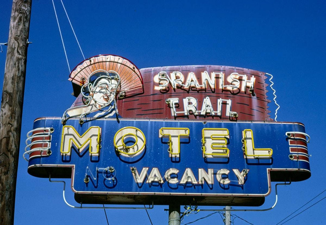 Historic Photo : 1979 Spanish Trail Motel sign, Pensacola, Florida | Margolies | Roadside America Collection | Vintage Wall Art :