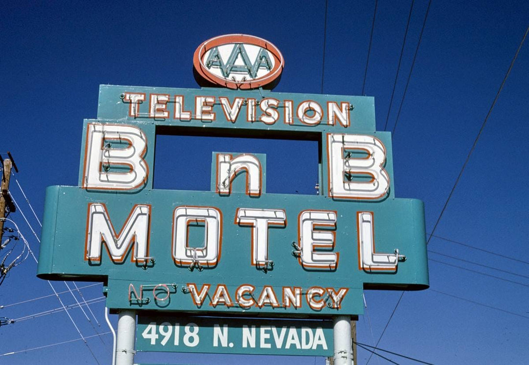 Historic Photo : 1991 BNB Motel sign, Colorado Springs, Colorado | Margolies | Roadside America Collection | Vintage Wall Art :