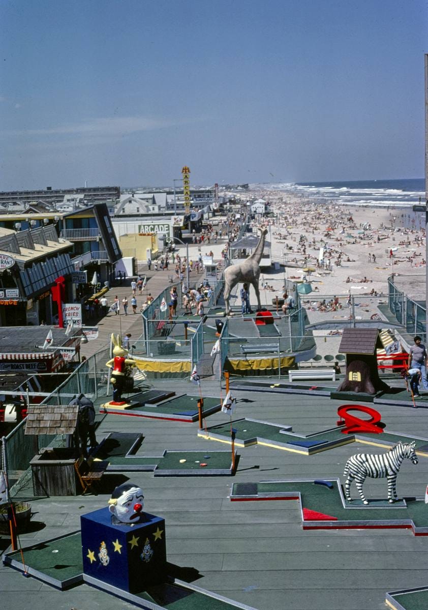 Historic Photo : 1978 Rooftop golf and boardwalk, Seaside Heights, New Jersey | Margolies | Roadside America Collection | Vintage Wall Art :