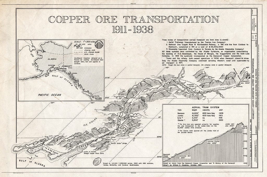 Blueprint Copper Ore Transportation, 1911-1938 - Kennecott Copper Corporation, On Copper River & Northwestern Railroad, Kennicott, Valdez-Cordova Census Area, AK