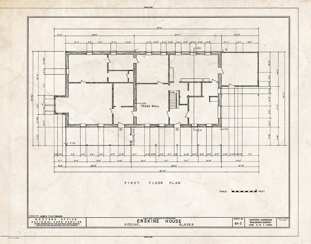 Blueprint 2. First Floor Plan - Russian-American Company Magazin, 101 Marine Way East, Kodiak, Kodiak Island Borough, AK