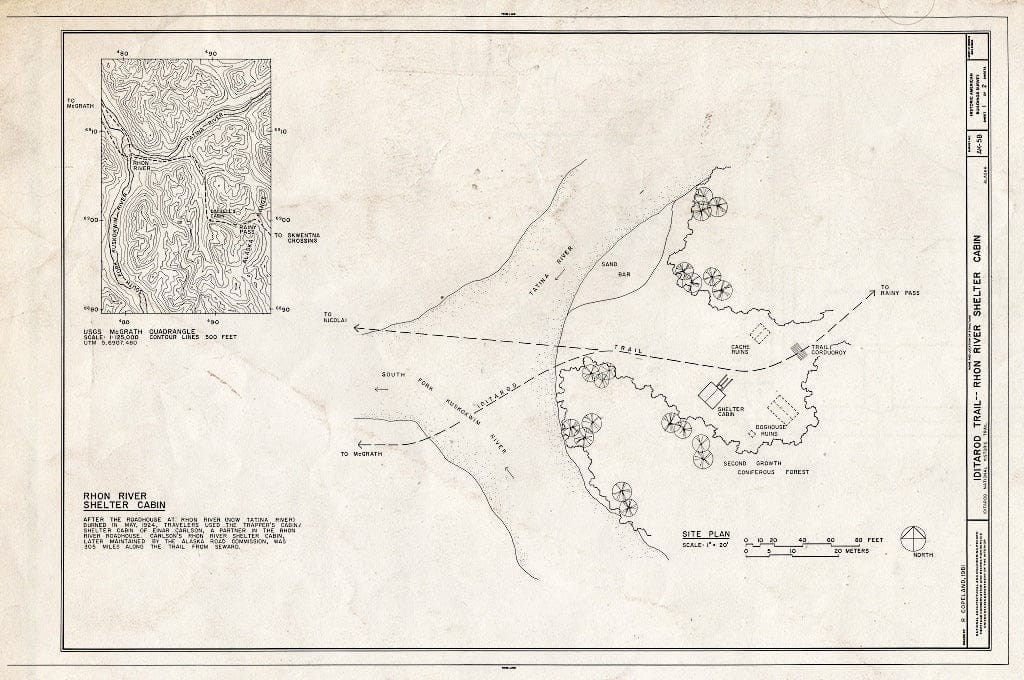Blueprint HABS AK,9-SEW,2-B- (Sheet 1 of 2) - Iditarod Trail Shelter Cabins, Rhon River Shelter Cabin, Nikolai, Yukon-Koyukuk Census Area, AK