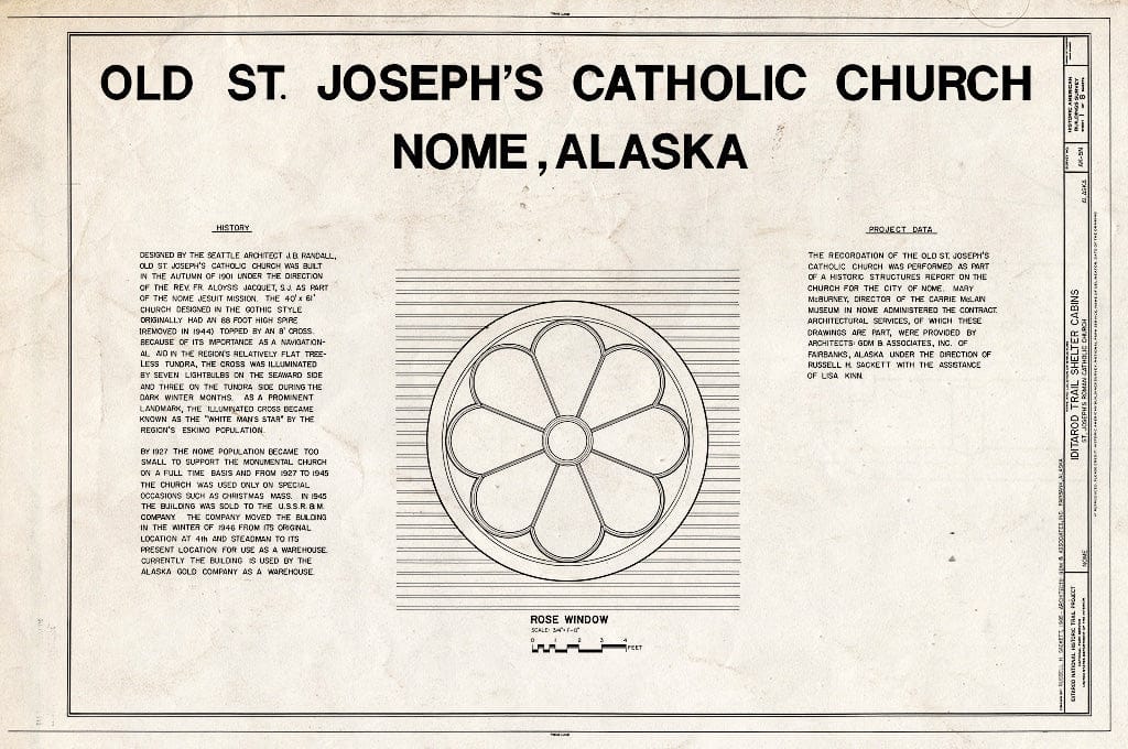 Blueprint HABS AK,9-SEW,2-N- (Sheet 1 of 8) - Iditarod Trail Shelter Cabins, St. Joseph's Roman Catholic Church, (Moved from Fourth & Steadman), Nome, Nome Census Area, AK