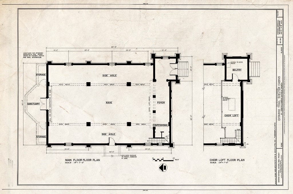 Blueprint HABS AK,9-SEW,2-N- (Sheet 2 of 8) - Iditarod Trail Shelter Cabins, St. Joseph's Roman Catholic Church, (Moved from Fourth & Steadman), Nome, Nome Census Area, AK