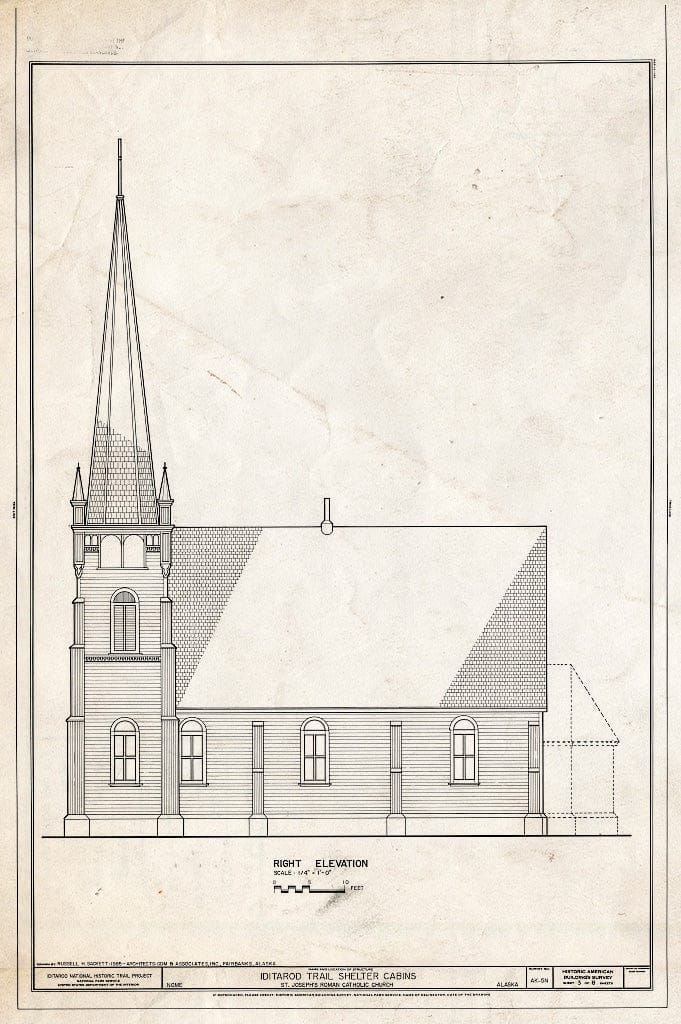 Blueprint HABS AK,9-SEW,2-N- (Sheet 3 of 8) - Iditarod Trail Shelter Cabins, St. Joseph's Roman Catholic Church, (Moved from Fourth & Steadman), Nome, Nome Census Area, AK