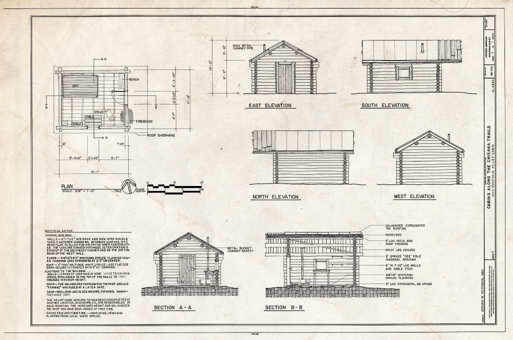 Blueprint HABS AK,20-CHIS.V,1-A- (Sheet 1 of 1) - Chisana Trail, Solo Mountain Shelter Cabin, Chisana, Valdez-Cordova Census Area, AK