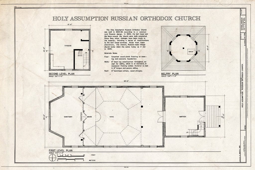 Blueprint HABS AK,9-Ken,1-A- (Sheet 1 of 5) - Holy Assumption Russian Orthodox Church, Church, Mission & Overland Streets, Kenai, Kenai Peninsula Borough, AK